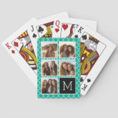 Emerald & Black Instagram 5 Photo Collage Monogram Speelkaarten (Achterkant)
