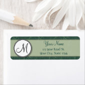 Emerald Blauwgroen Floral Wisps & Stripes met mono Etiket (Insitu)