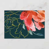 Emerald Blauwgroen Rust Gold Floral Wedding Table Informatiekaartje (Achterkant)