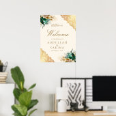 Emerald Bloem Gouden Moslim Trouw Welkom Poster (Thuiskantoor)