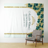 Emerald Bloem Prinses Gouden Boog Quinceanera Wandkleed (In Situ (horizontaal))