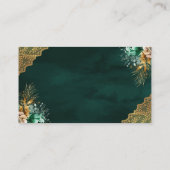 Emerald Bloemen Gouden Lace Cream Wedding QR Code Informatiekaartje (Achterkant)