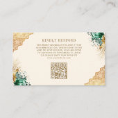 Emerald Bloemen Gouden Lace Cream Wedding QR Code Informatiekaartje (Voorkant)