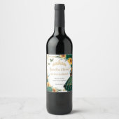 Emerald Bloemen Zonnebloemen Prinses Quinceañera Wijn Etiket (Voorkant)