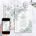 Emerald Bloemenlijn Art 60e Verjaardag Kaart<br><div class="desc">Vier een mijlpaal in stijl met onze Emerald Floral Line Art 60th Birthday Invitation. Van de handgeletterde kalligrafie tot de hoekopstellingen voor lijnkunst in het smaragdgroen, deze uitnodiging zet de toon voor uw speciale dag. Met het bijpassende bloemenpatroon op de achterkant van elke kaart weet iedereen zeker dat dit een...</div>