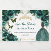Emerald Bloemige Prinses Quinceañera Verjaardagsfa Sparkling Wijnetiket (Enkel label)