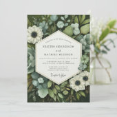 Emerald Bloom Botanical Wedding Kaart (Staand voorkant)