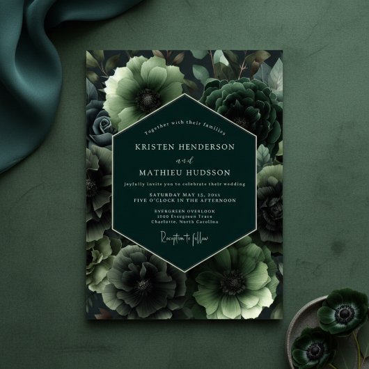 Emerald Bloom Opulent Wedding Kaart