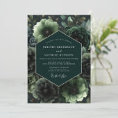 Emerald Bloom Opulent Wedding Kaart (Staand voorkant)
