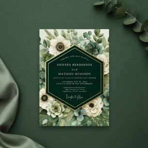 Emerald Bloom Romance Bruiloft Kaart