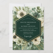 Emerald Bloom Romance Wedding Kaart (Voorkant)