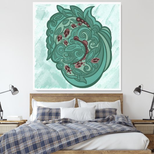 Emerald Blossoms Canvas Afdruk (Insitu (Slaapkamer))