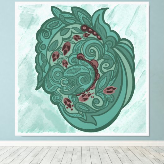 Emerald Blossoms Canvas Afdruk (Insitu (Houten vloer))