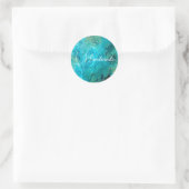 Emerald blue abstracte trendy faux marmer ronde sticker (Tas)