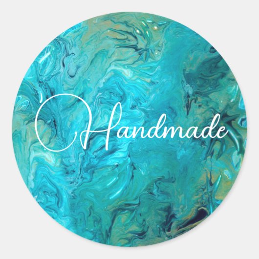 Emerald blue abstracte trendy faux marmer ronde sticker (Voorkant)