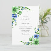 Emerald Blue Botanical Spring Wedding Kaart (Staand voorkant)