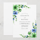 Emerald Blue Botanical Spring Wedding Kaart (Voorkant / Achterkant)