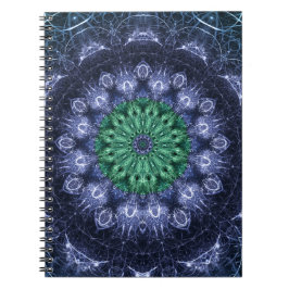 Emerald Blue Crystalline Energy Fractal Art Notitieboek