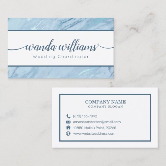 Emerald Blue Handwrite Visitekaartje voor kalligra (Voorkant / Achterkant)