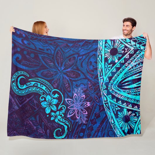 Emerald Blue Splash Of Tie Dye Blissful Island 550 Fleece Deken (In situ)