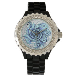 Emerald Blue Swirl Patroon Elegant Ontwerp Horloge