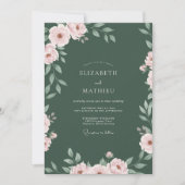 Emerald Blush Bloei Bruiloft Kaart (Voorkant)