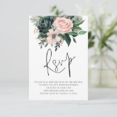 Emerald Blush Bloemen Script QR Code Trouwen RSVP (Staand voorkant)