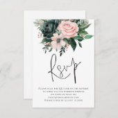 Emerald Blush Bloemen Script QR Code Trouwen RSVP (Voorkant / Achterkant)