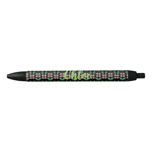 Emerald & Blush Botanisch patroon Pen (Voorkant)