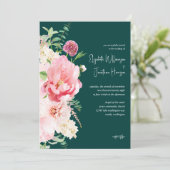 Emerald Blush Dark Moody Floral Stylish Script Kaart (Staand voorkant)