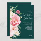 Emerald Blush Dark Moody Floral Stylish Script Kaart (Voorkant / Achterkant)