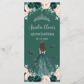 Emerald Blush Floral Princess Quinceañera Menu (Achterkant)
