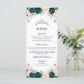 Emerald Blush Floral Princess Quinceañera Menu (Staand voorkant)