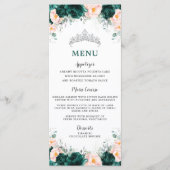 Emerald Blush Floral Princess Quinceañera Menu (Voorkant)