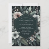 Emerald Blush Moody Flora Wedding Kaart (Voorkant)