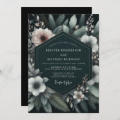 Emerald Blush Moody Flora Wedding Kaart (Voorkant / Achterkant)