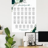 Emerald Boho Bloemige Tafelindeling Bruiloft 29 Poster (Thuiskantoor)