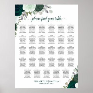 Emerald Boho Bloemige Tafelindeling Bruiloft 29 Poster