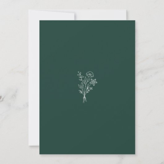 Emerald Boho Minimalist Botanicals Wedding Save The Date (Achterkant)