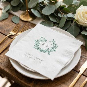Emerald Boho Sieraad Monogram Huwelijk Servet