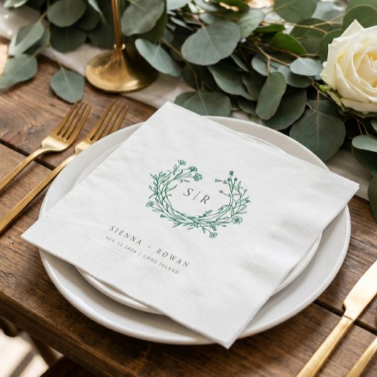 Emerald Boho Sieraad Monogram Huwelijk Servet