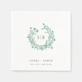 Emerald Boho Sieraad Monogram Huwelijk Servet (Voorkant)