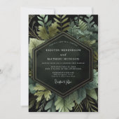 Emerald Bos Botanische Bruiloft Kaart (Voorkant)