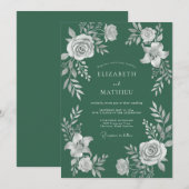 Emerald Botanical Bloom Bruiloft Kaart (Voorkant / Achterkant)