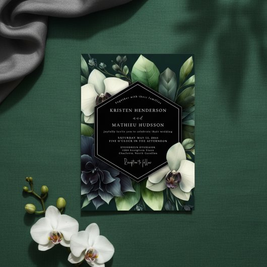 Emerald Botanical Enchantment Wedding Kaart