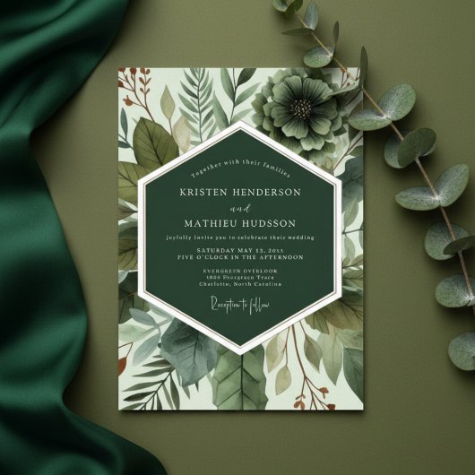 Emerald Botanical Ethereal Wedding Kaart