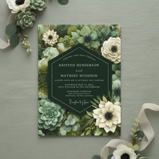 Emerald Botanical Opulence Wedding Kaart