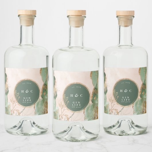 Emerald Botanicals Gold Modern Eucalyptus Gin Oval Likeurfles Etiket (Flessen)