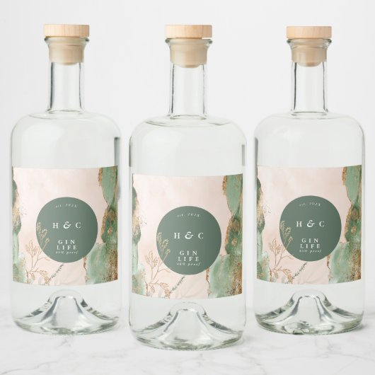 Emerald Botanicals Gold Modern Eucalyptus Gin Oval Likeurfles Etiket (Flessen)