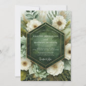 Emerald Botanische Bloei Bruiloft Kaart (Voorkant)